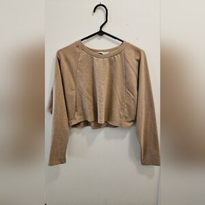 Paper Crane Cropped Lounge Top Tan